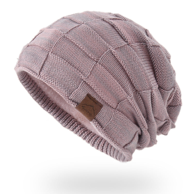 Warm Velvet Mixed Color Knitted Pullover Hat for Women