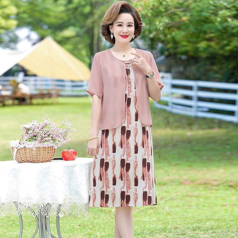 Elegant Plus Size Two-Piece Summer Dress for Moms