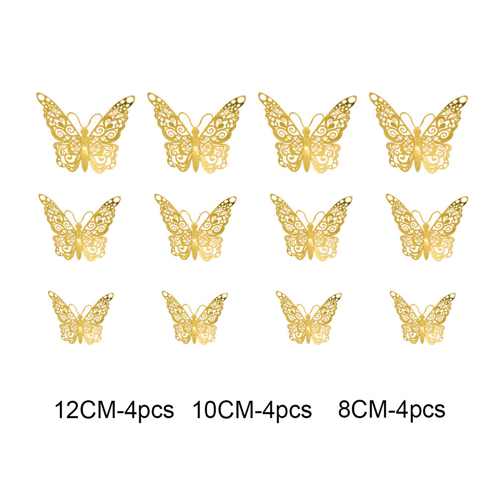 12pcs 3D Hollow Butterfly Wall Stickers for Decor