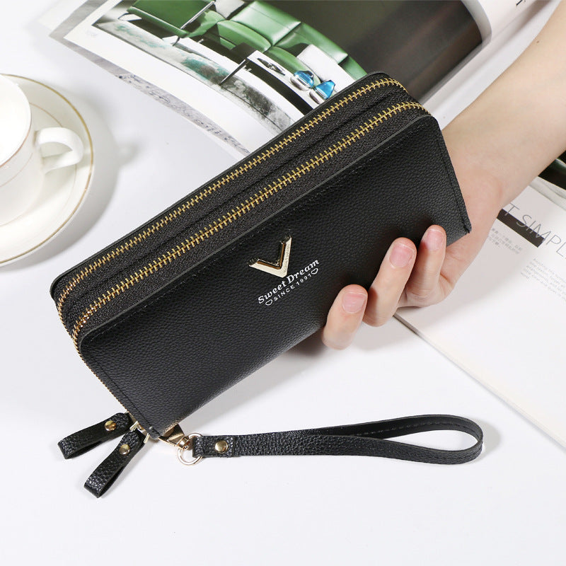 2023 Fashionable Double-Zipper Leather Wallet for Women