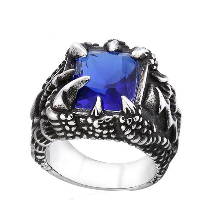 Vintage Dragon Claw Ring with Ruby - Stainless Steel