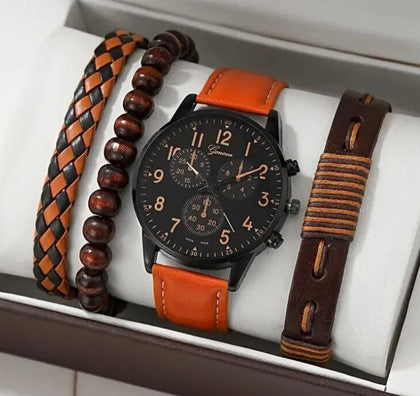 Men's Watch Business Gift Set with Bracelet and Necklace (3pcs)