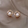 Twisted Hollow Pearl Earrings for Women - Chic Design