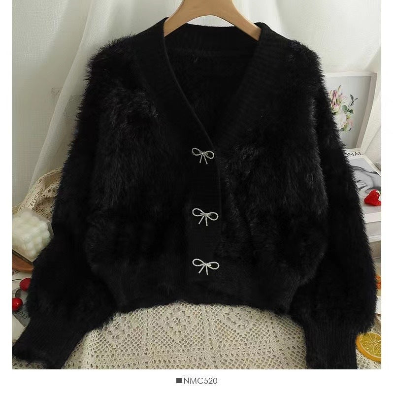 2023 Autumn Color Block V-Neck Knit Cardigan