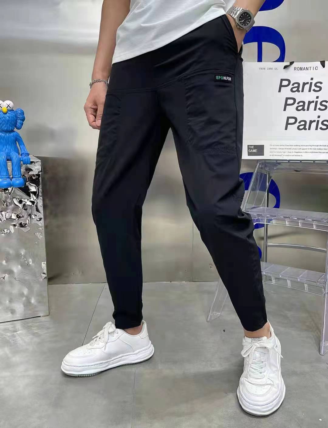2023 Summer Ice Silk Men’s Casual Pants with Pockets