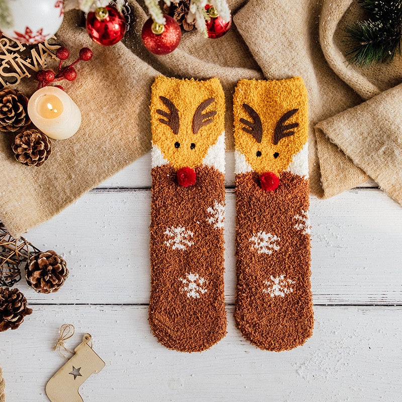 Cozy Cute Coral Fleece Plush Sleep Socks
