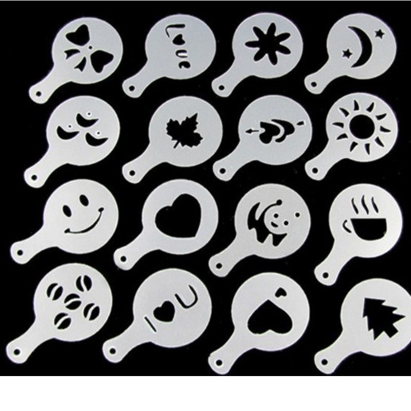 16-Piece Coffee Stencil Set for Latte Art