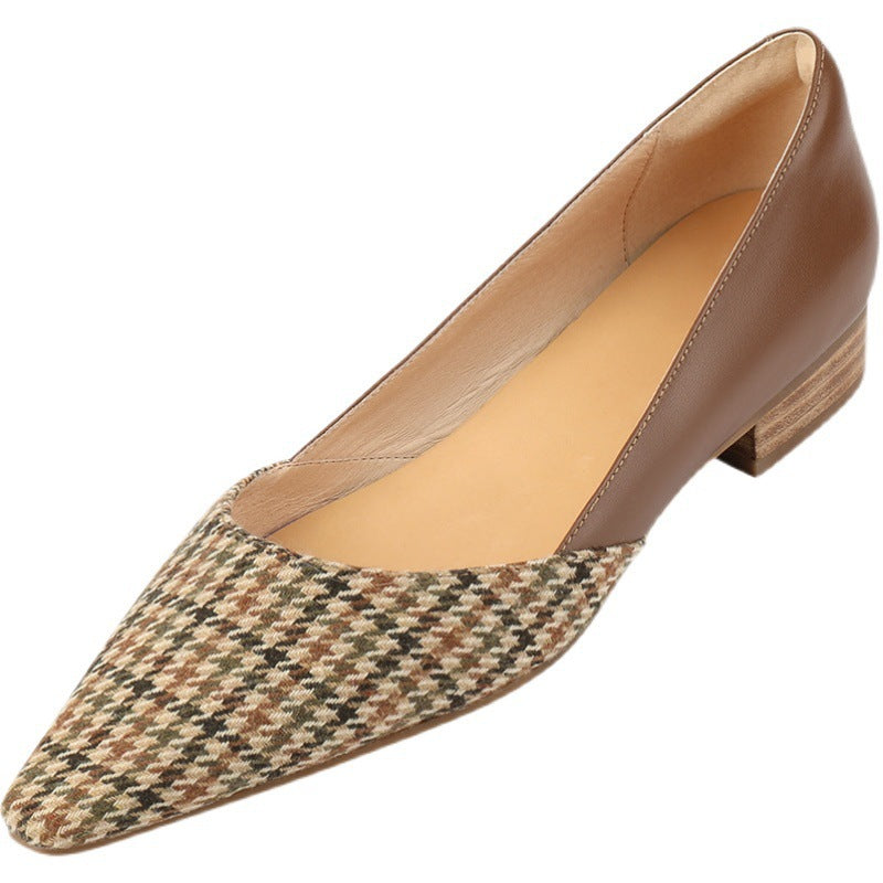 2022 Spring Vintage Checkered Low Heel Flats for Women
