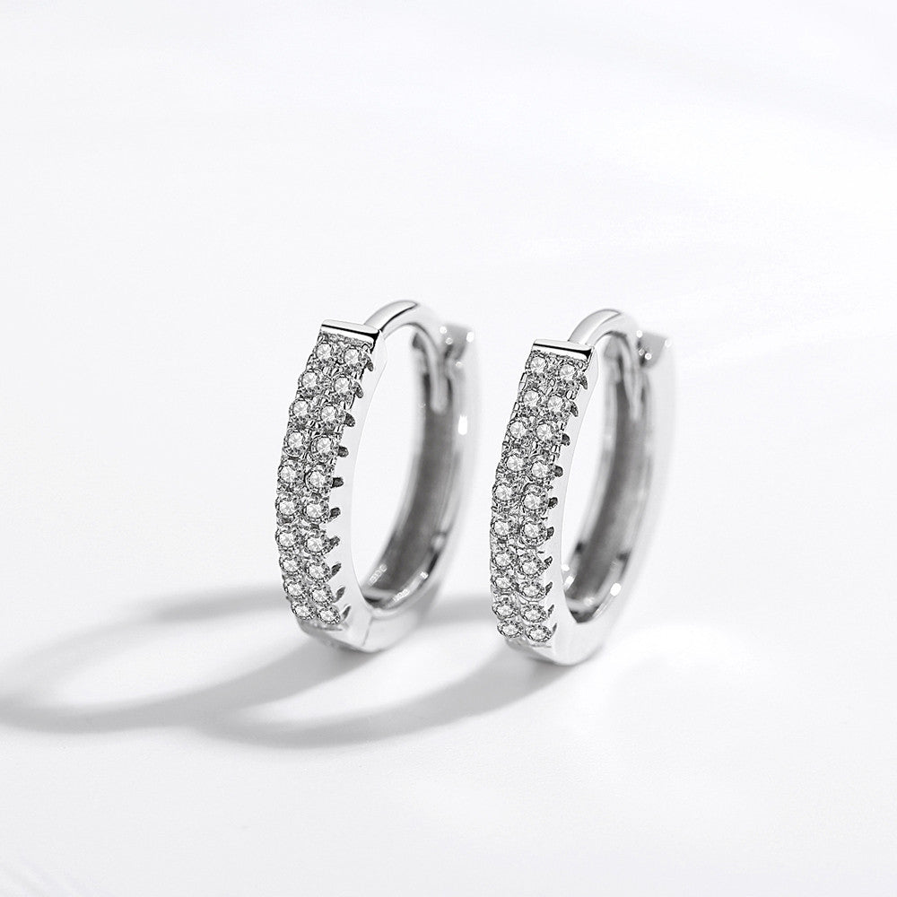 S925 Silver Double Row Cubic Zirconia Earrings