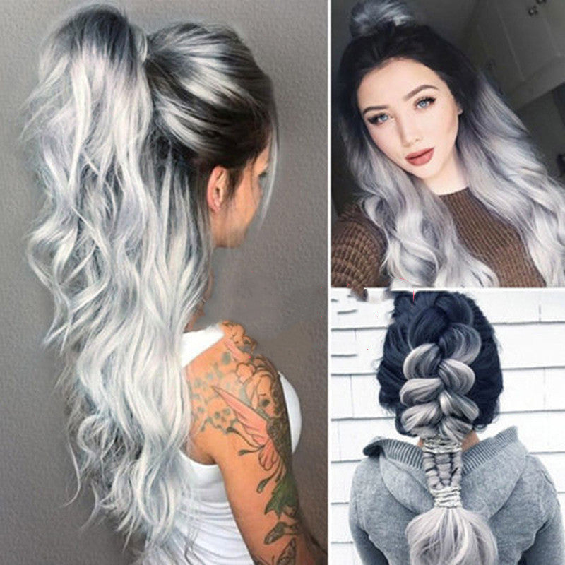 Granny Grey Gradient Medium-Long Wig Volume