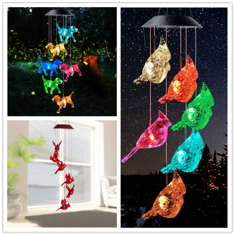 Outdoor Solar LED Wind Chime Light - Hummingbird Design