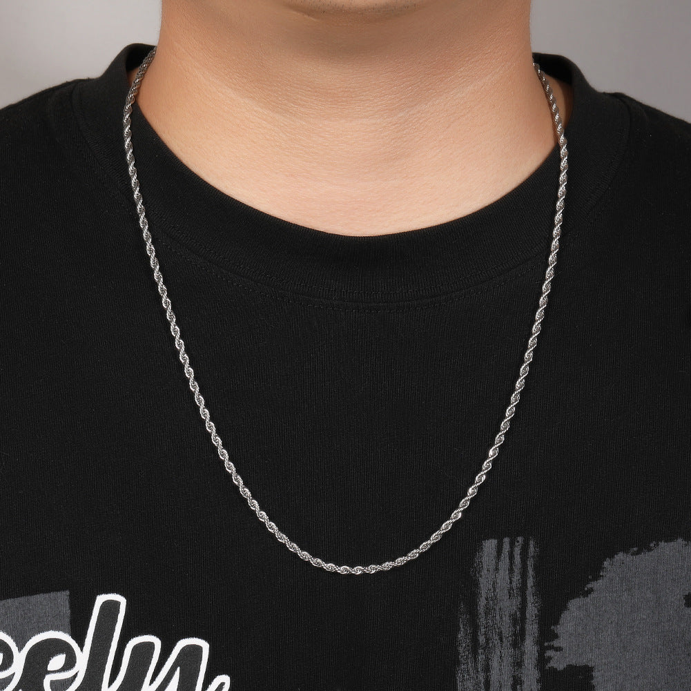 Men's Hip-Hop 3MM Stainless Steel Twisted Chain Necklace