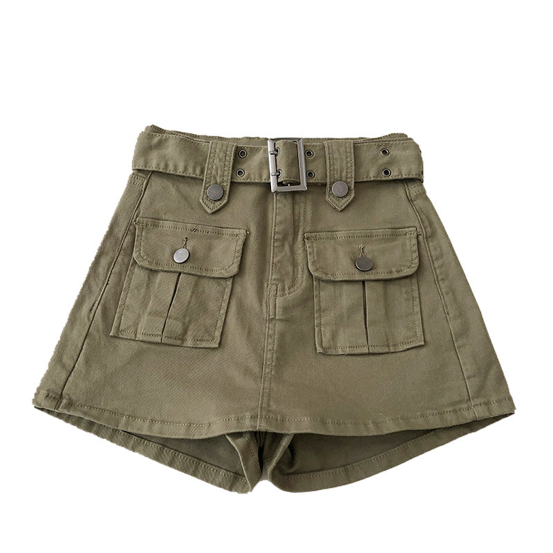 High-Waisted Denim Skirt with Belt - Women's A-Line 2023