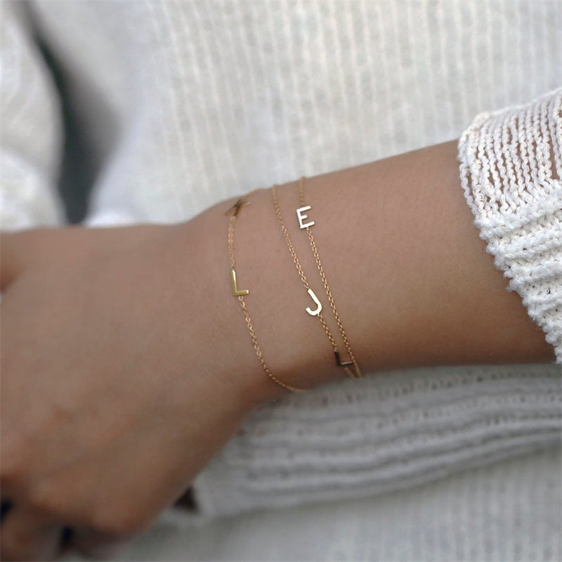 eManco DIY Stainless Steel Letter Bracelet for Couples