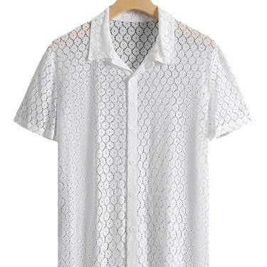 2024 Men's Fashion Lace Short Sleeve Shirt