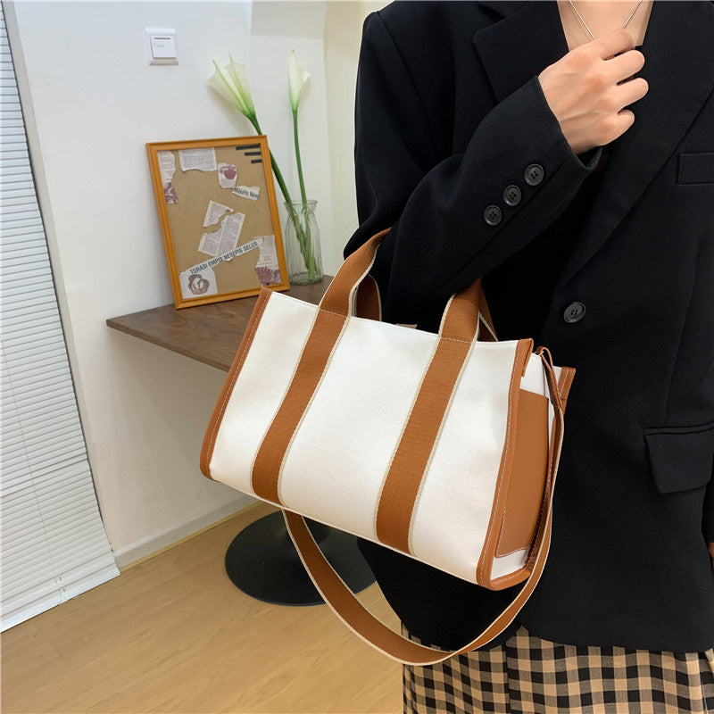 Korean Style Canvas Tote Bag for Women (Large Capacity)
