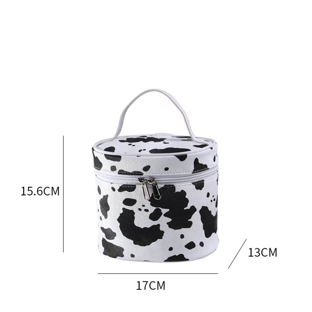 Cow Print PU Makeup Bag - Women's Travel Organizer