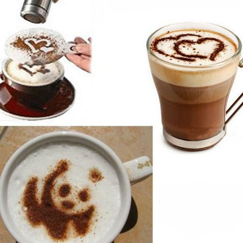 16-Piece Coffee Stencil Set for Latte Art