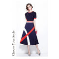 Fashionable Breathable Knit Panel Printed Pleated Dress