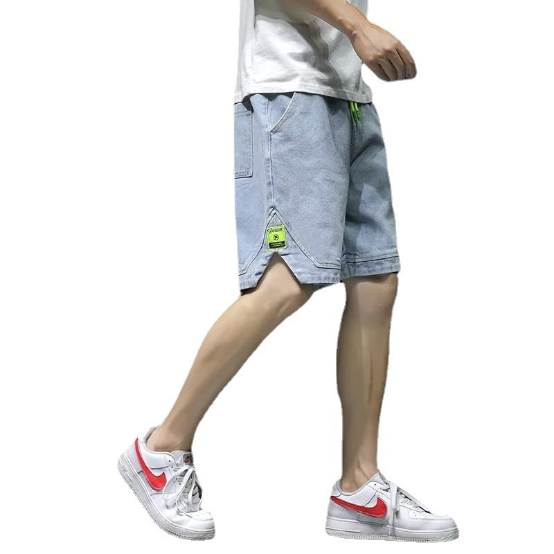 Men's Loose Fit Summer Denim Shorts with Elastic Waist