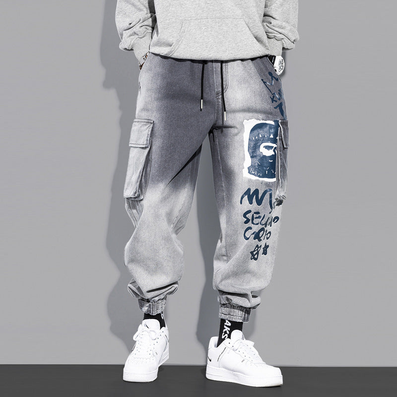 Men's Trendy Gradient Cargo Jeans - Loose Fit Joggers
