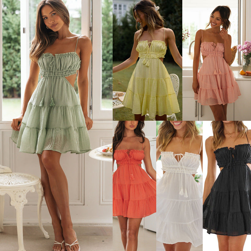 2023 Summer Women's Backless Dress with Spaghetti Straps