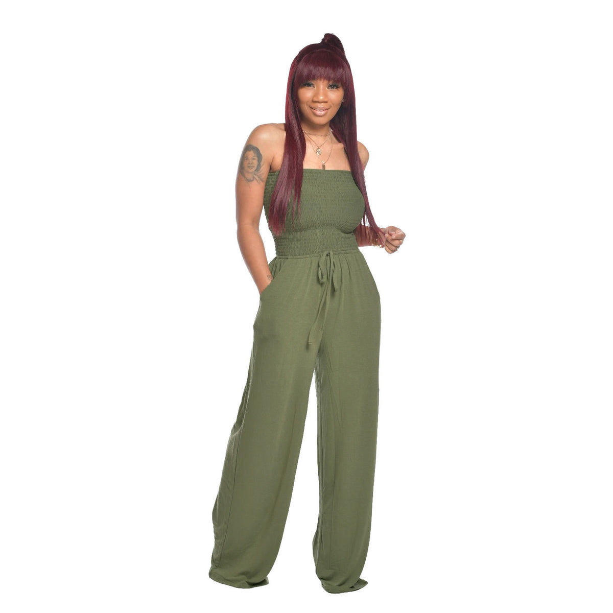 "9336 Women's Loose Solid Color Jumpsuit"