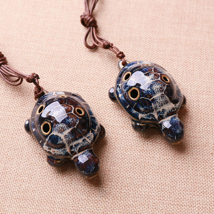 6-Hole Ceramic Ocarina in C Key - Portable Turtle Design