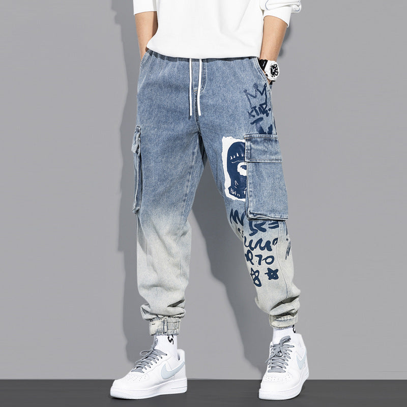 Men's Trendy Gradient Cargo Jeans - Loose Fit Joggers