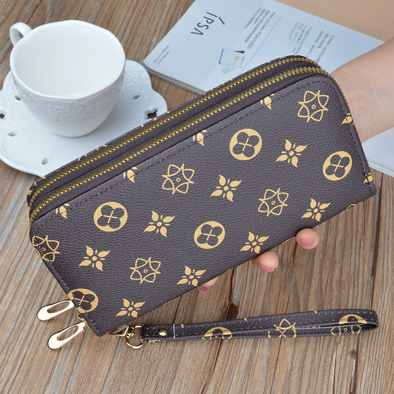 Stylish Women's Long Zipper Wallet with Floral Design