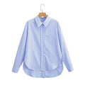 2023 Summer Casual Striped Shirt with Button Detail