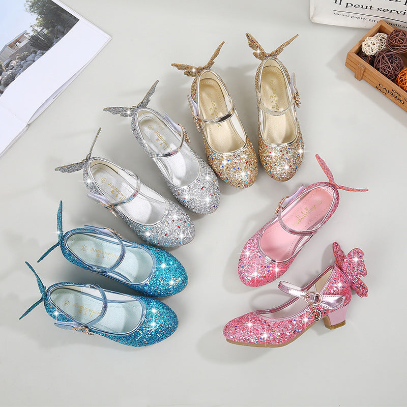 Princess Butterfly High Heel Dance Shoes for Girls