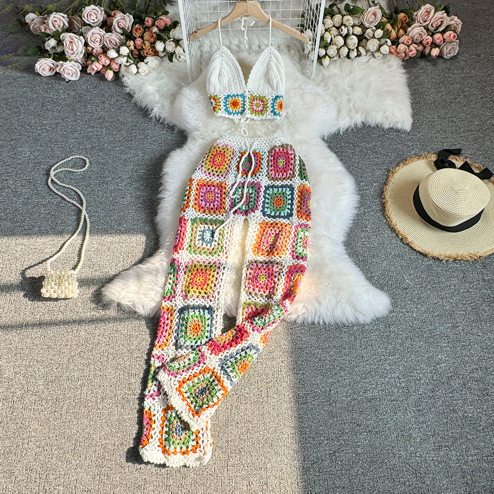 2023 Women's Summer Knitted Set with Wide-leg Pants