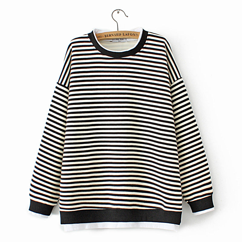 Plus Size Velvet Striped Two-Piece Sweater for Women