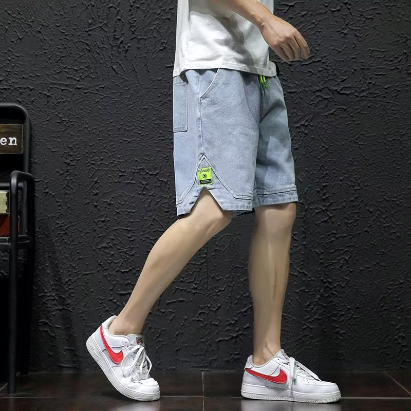 Men's Loose Fit Summer Denim Shorts with Elastic Waist