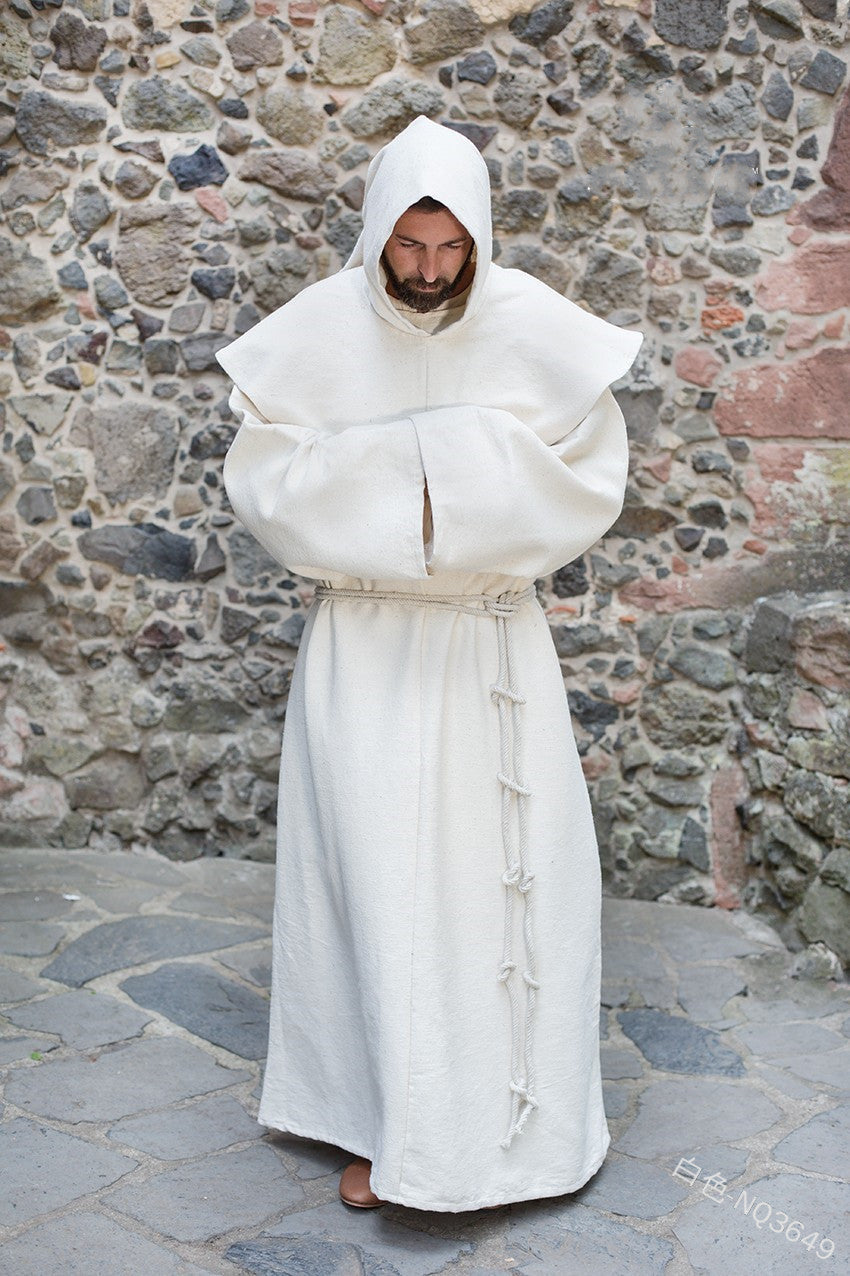 Men's Vintage Medieval Hooded Cape with Long Sleeves