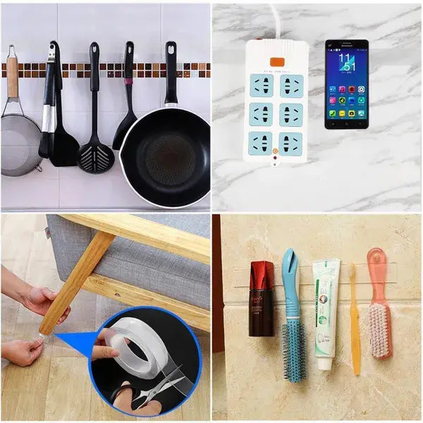 1pc Transparent Nano Tape for Home Decor, Washable & Reusable