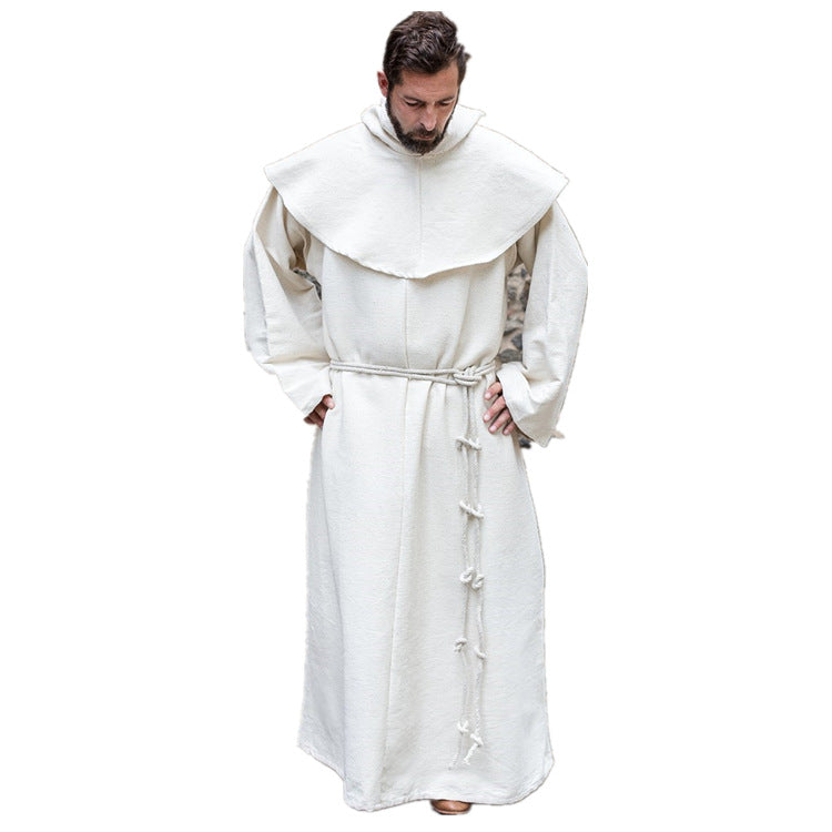 Men's Vintage Medieval Hooded Cape with Long Sleeves