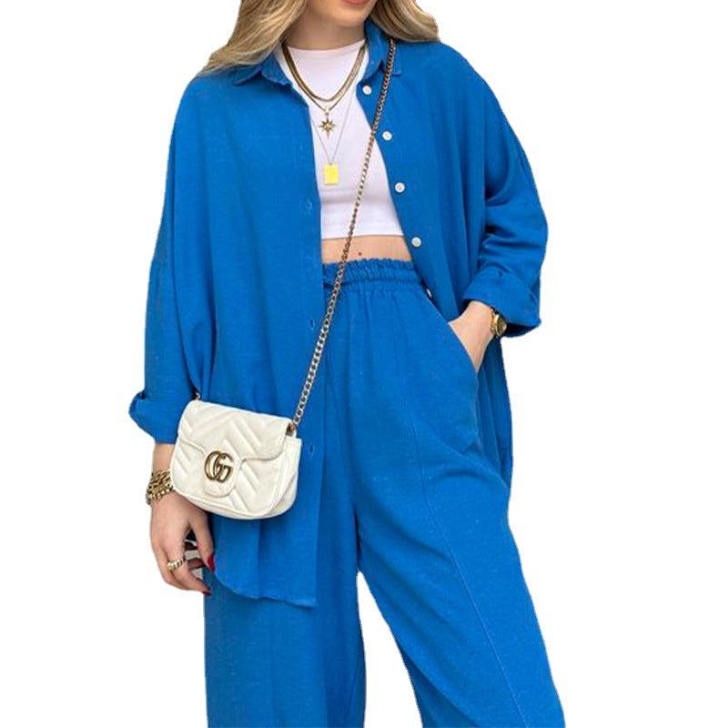 2023 Fashionable Casual Two-Piece Set with Shirt and Pants