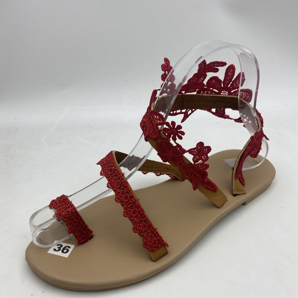 Plus Size Floral Open Toe Flat Sandals for Women 35-43