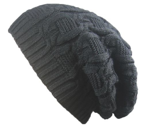 Knitted Beanie, Slouchy Hat, Double-Layer Yarn Cap