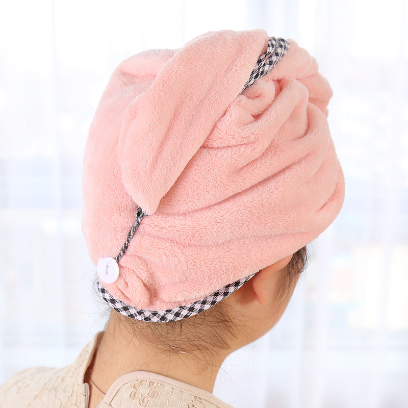 Microfiber Coral Fleece Drying Hair Cap for Adults