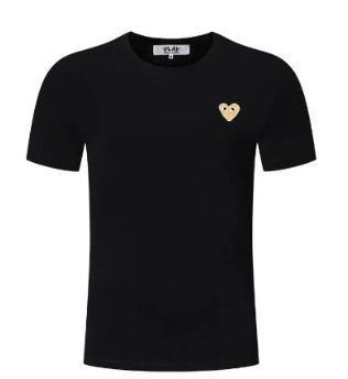 "Gold Emblem CDG T-Shirt with Heart Embroidery (One Piece)"