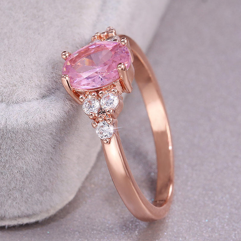 Pink Zircon Princess Ring with Copper Accent