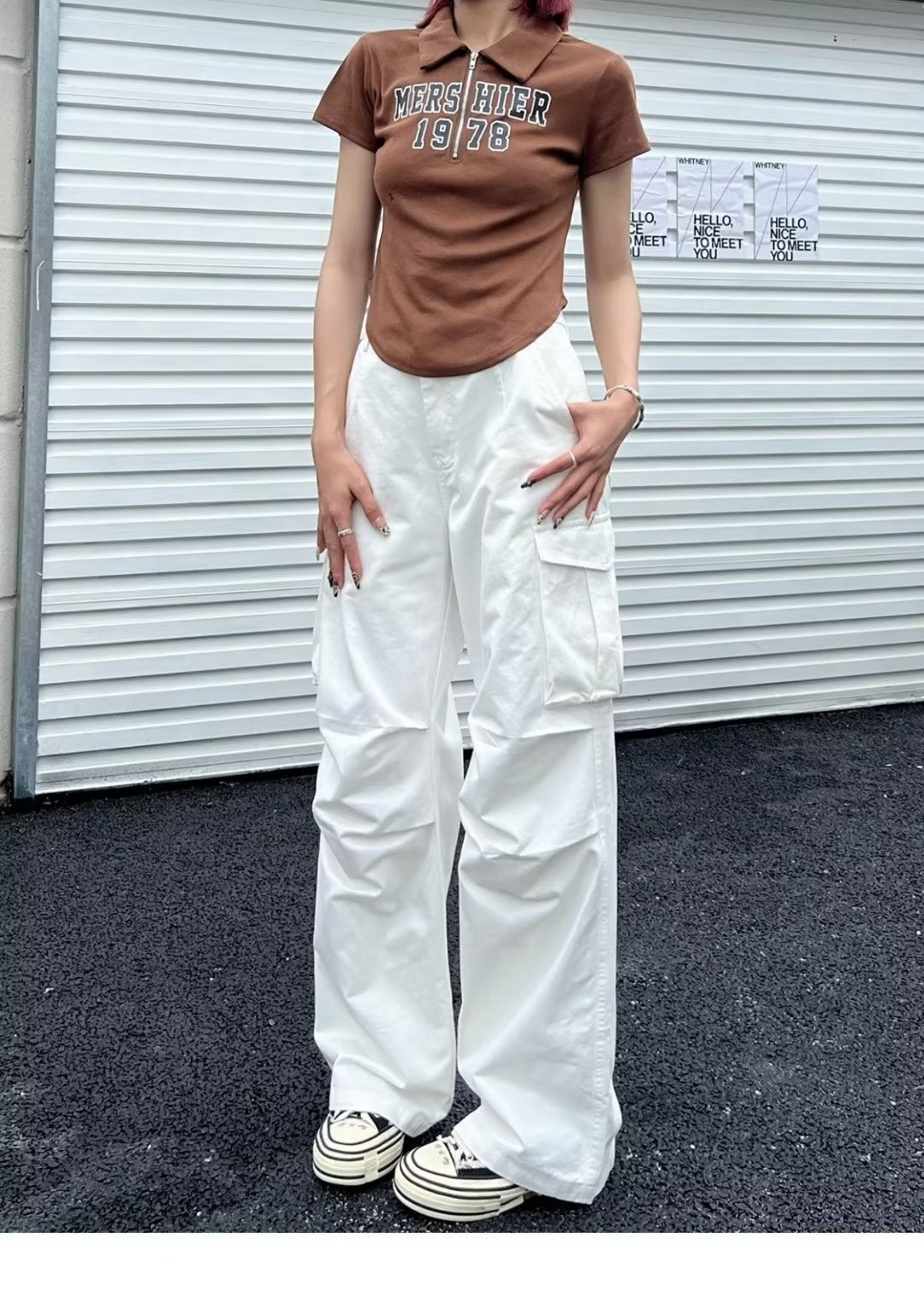 Brown High-Waisted Loose Fit Wide Leg Pants for Women