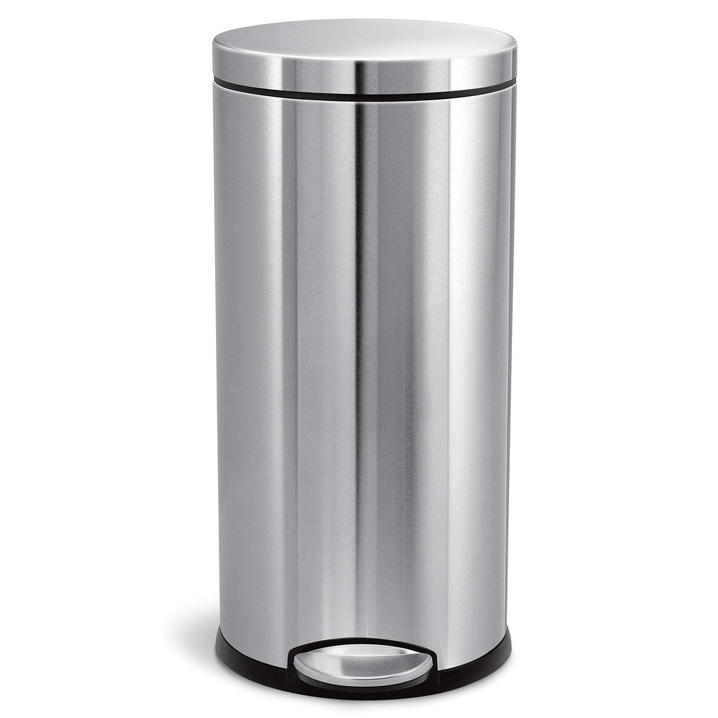simplehuman 30 Liter / 8 Gallon Round Step Trash Can Brushed Stainless Steel