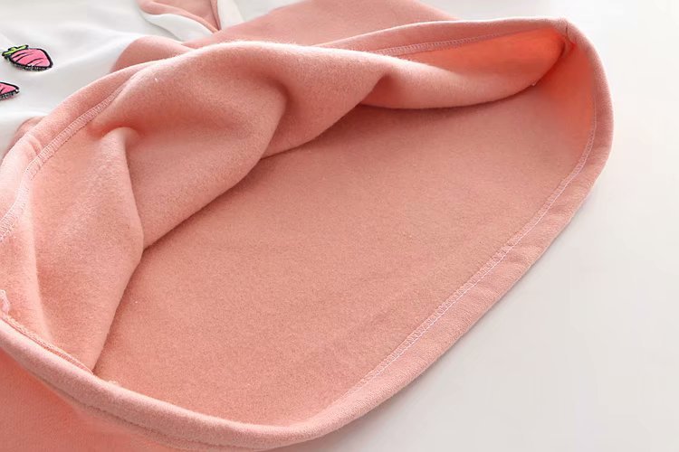 Cute Rabbit Carrot Embroidered Fleece Hoodie 57229