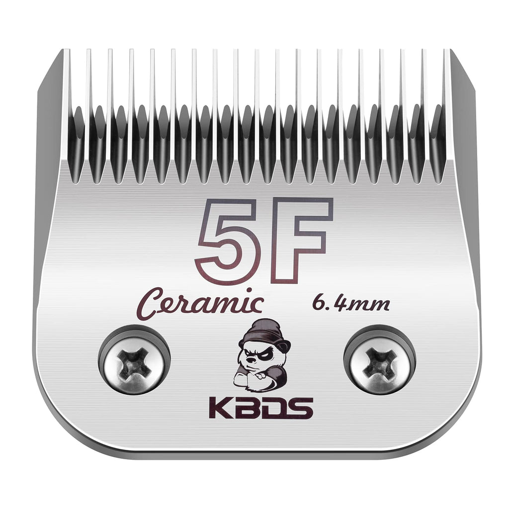 KBDS Detachable Pet Dog Grooming Ceramic Clipper BladesCompatible with Most AndisOster A5/A6Wahl KM Series ClippersSize 5FC 1/4 Inch 6.4mm Cut Length 5F Blade