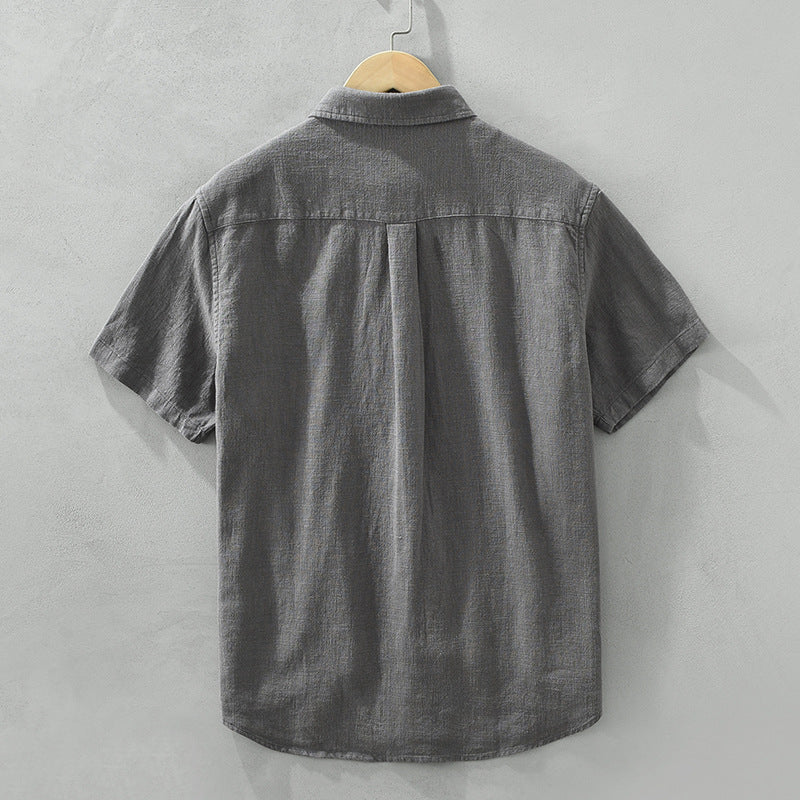 Men's Cotton Linen Short Sleeve Shirt - Vintage Style
