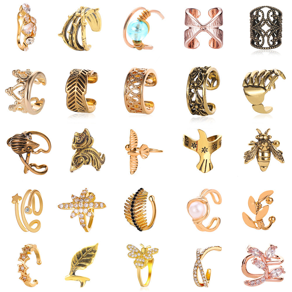 Retro Minimalist Leaf Ear Cuff Earrings for Non-Pierced